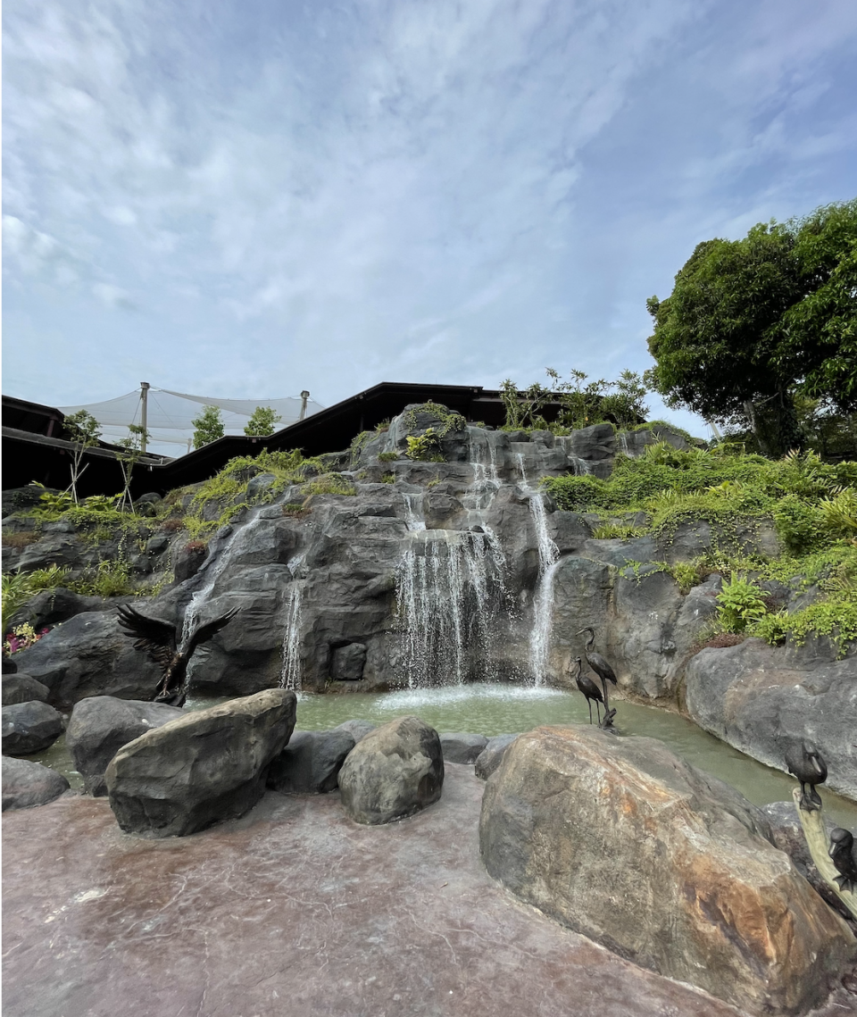 The waterfall feature at the entrance of Bird Paradise. PHOTO: Cadence Loh, Yahoo Life Singapore