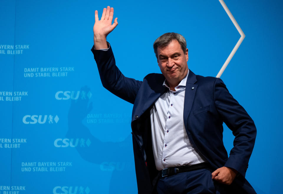 In Bayern bleibt die CSU von Ministerpräsident Markus Söder trotz leichter Verluste stärkste Partei im Freistaat. (Bild: Sven Hoppe/dpa)