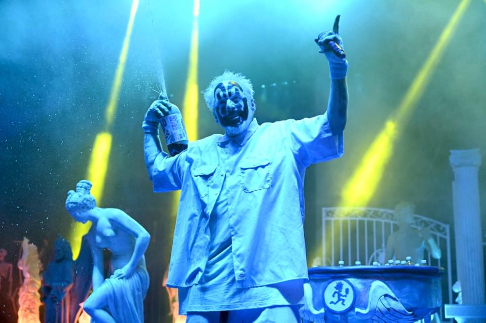 <div class="inline-image__caption"><p>Insane Clown Posse performs at the 2022 Gathering of the Juggalos in Thornville, Ohio.</p></div> <div class="inline-image__credit">Nate "Igor" Smith</div>