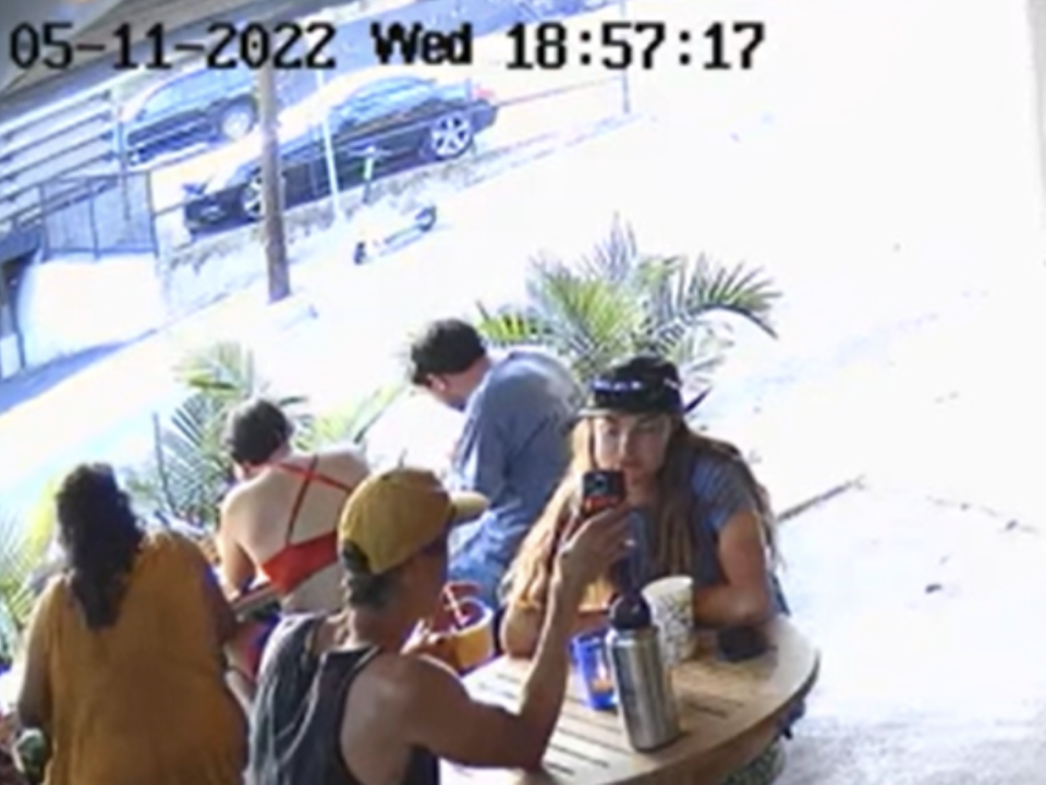 Colin Strickland and Mo Wilson seen on a restaurant's security camera. / Credit: Travis County District Attorney's Office