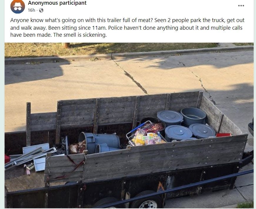 An anonymous post in the Bay View community Facebook page on Tuesday said a trailer of rotting meat was parked on the street, drawing hundreds of likes and comments.