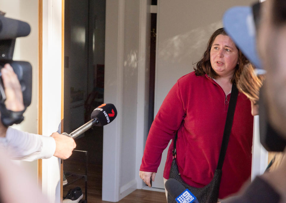 Erin Patterson arrives at her home in Leongatha, Victoria. Three people died after eating Death Cap mushrooms used in a meal she had cooked. (Photo by Jason Edwards/Newspix via Getty Images)