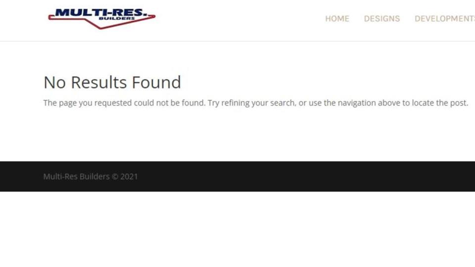 The website for the home building company was wiped as of Wednesday morning.