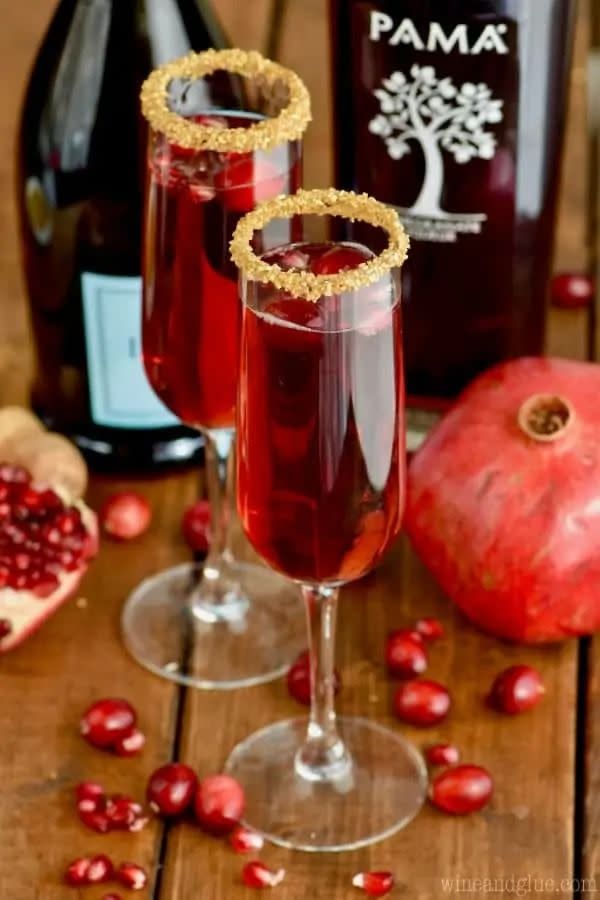 Cranberry Pomegranate Champagne Cocktail