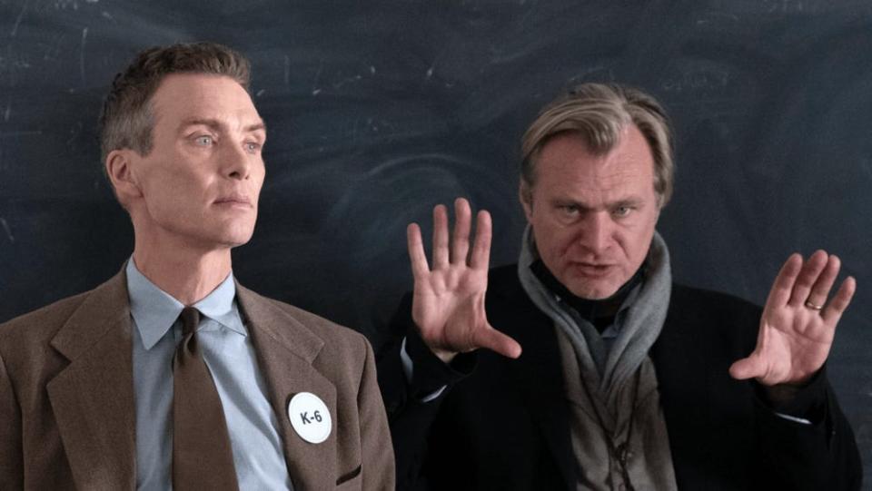 Cillian Murphy and Christopher Nolan on the set of "Oppenheimer."