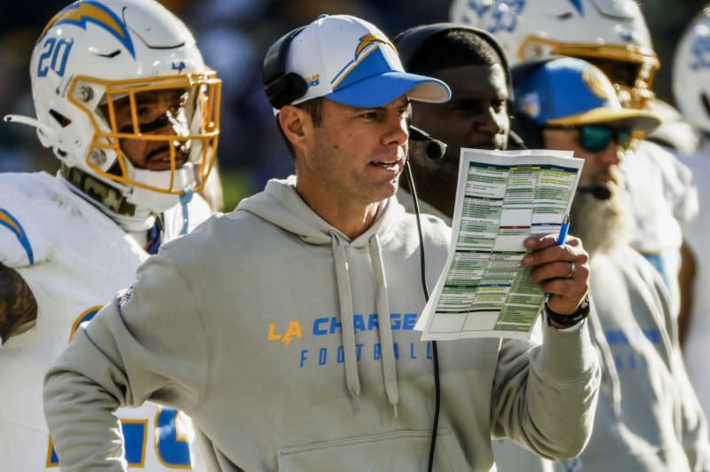 Los Angeles Chargers head coach Brandon Staley went 24-24 in three seasons with the franchise. File Photo by Tannen Maury/UPI