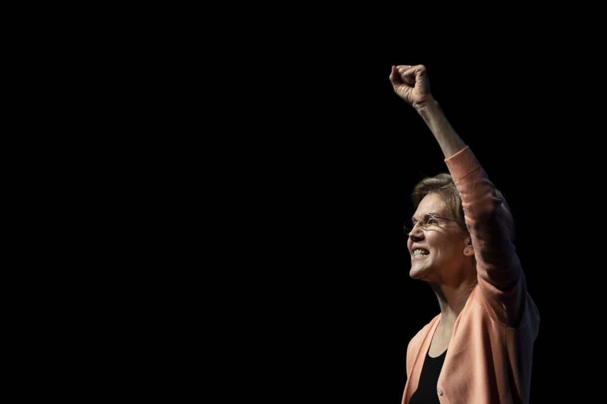 Sen. Elizabeth Warren (D-Mass.) speaks during a campaign rally at the Charleston Music Hall on Feb. 26, a few days before the South Carolina Democratic presidential primary. (Photo: Drew Angerer via Getty Images)