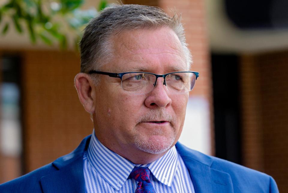 Monty Guthrie, Western Heights interim superintendent, speaks about meetings with the Western Heights School Board at the Western Heights Board of Education building in Oklahoma City, Okla. on Friday, July 16, 2021. Guthrie was named by State Superintendent of Public Instruction,Joy Hofmeister, to lead state intervention of Western Heights