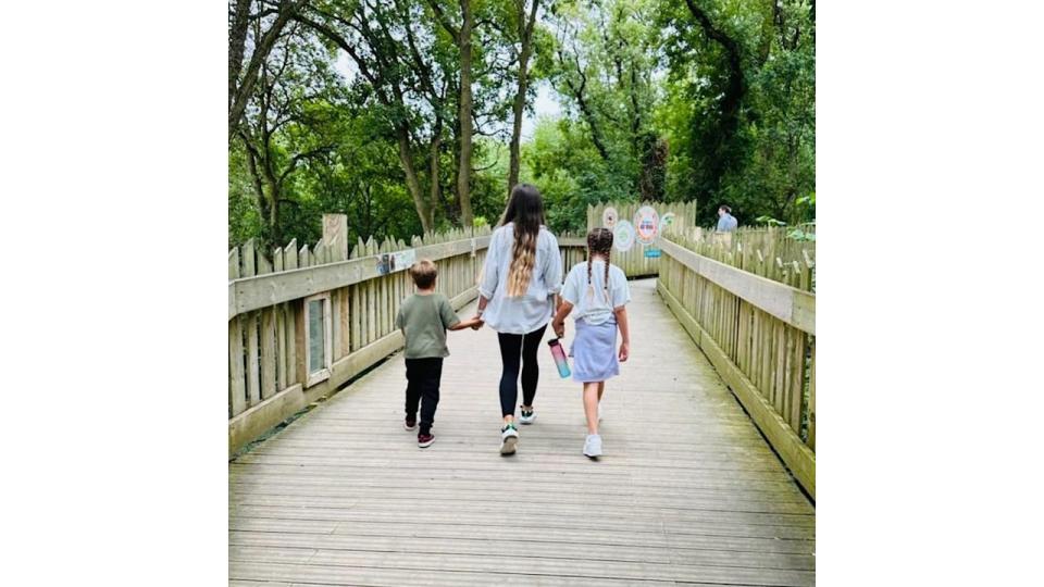 Emily Andre with her two children, Theo and Amelia