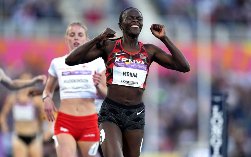 Kenya's Mary Moraa celebrates winning the Women's 800m final - PA