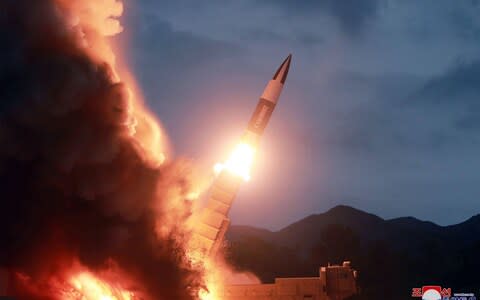 North Korea has tested a series of short-range missiles in recent months - Credit: KCNA via KNS/AFP