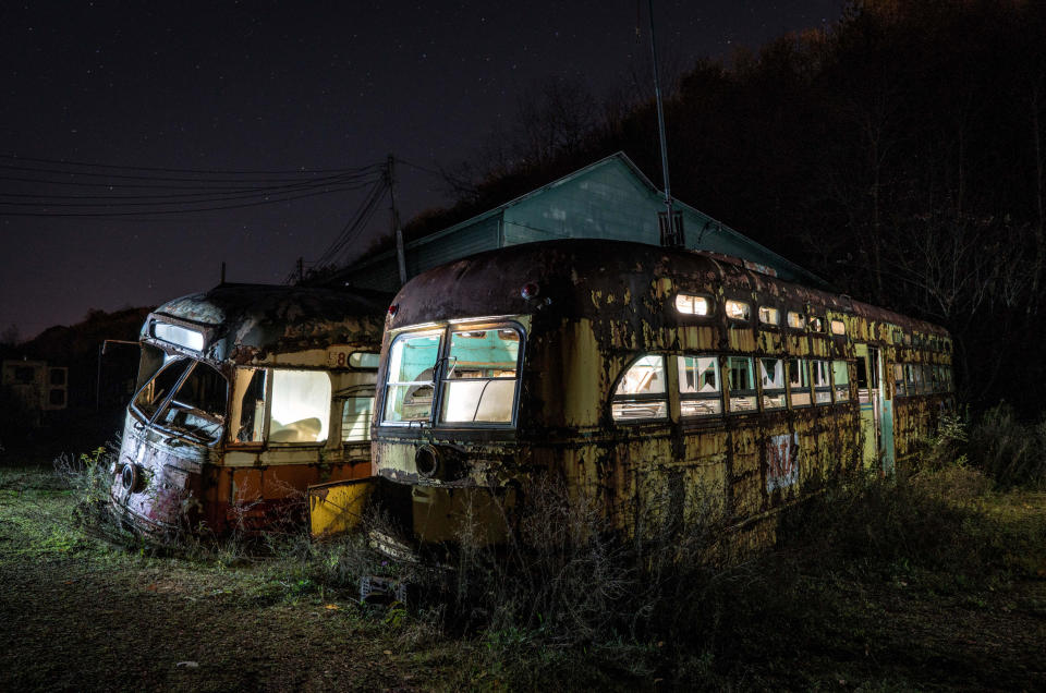 <p>Abandoned trolley graveyard in Pennsylvania. (Photo: Abandoned America/Caters News) </p>