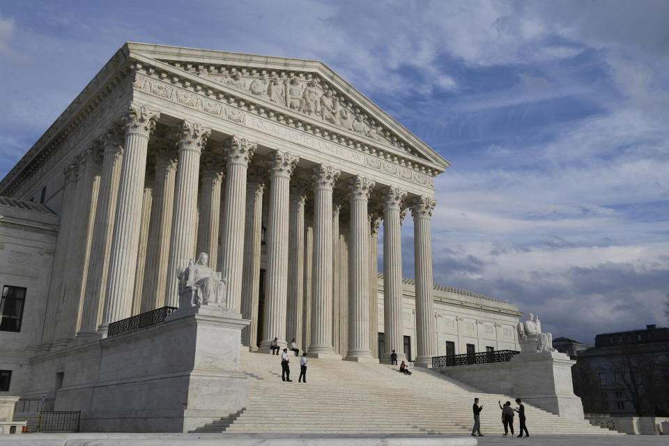 A March 15, 2019 view of the Supreme Court in Washington.  The Supreme Court says Missouri can execute an inmate who argued his rare medical condition will result in severe pain if he is given death-causing drugs. The justices are ruling 5-4 Monday against inmate Russell Bucklew, who is on death row for a 1996 murder.  (AP Photo/Susan Walsh)