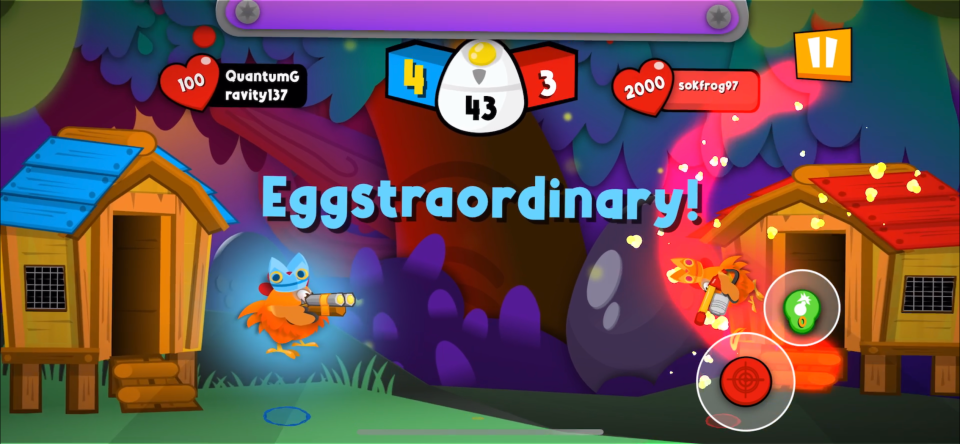 Dominick Pelaia won the Apple Swift Student Challenge for his game “Egg Drop,” but he also designed a previous game, “Chicking Rumble,” depicted in this colorful screen shot. It's available in the Apple App Store. June 23, 2023.