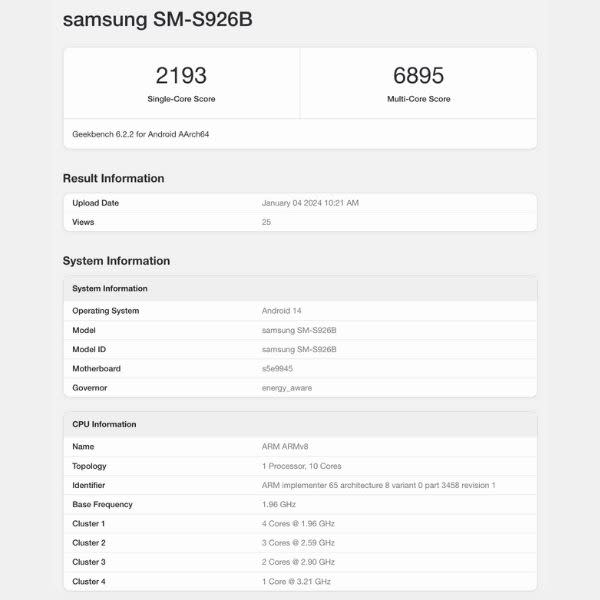 Galaxy S24 series benchmarks