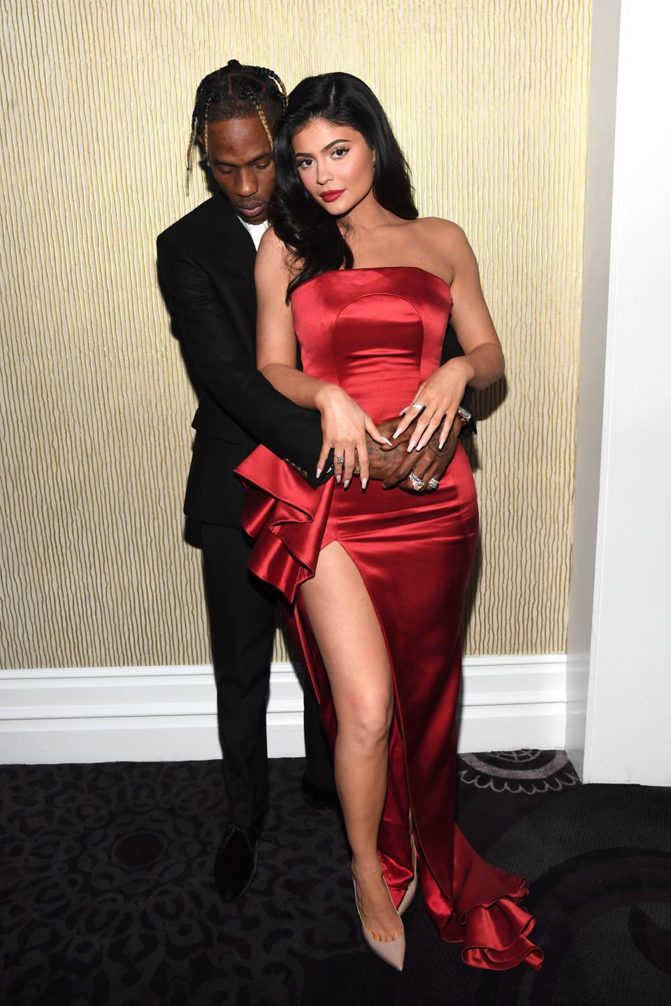 Kylie Jenner poses with Travis Scott