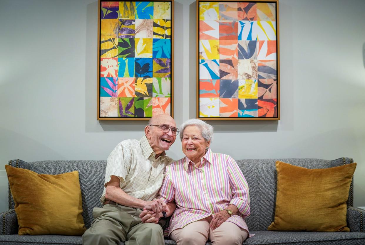 Bernard and Hermyne Snyder relax at their home in Austin on June 1. The first Snyder's dress shop opened on Congress Avenue in 1933, and the family business grew into seven shops. The last ones closed in 1980. Bernard Snyder, 97, was there through it all. His Jewish family broke through the local antisemitism, especially after Bernard and his brother served in World War II and then refused to play by the old rules. Theirs were among the first integrated businesses in Austin.