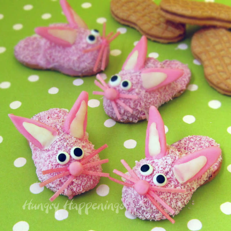 <p>Hungry Happenings</p><p>Learn how to make these adorable Bunny Cookie Slippers.</p><p><strong>Get the recipe: <a href="http://www.hungryhappenings.com/2013/03/Easter-bunny-cookies-pink-fuzzy-slipper-cookies.html" rel="nofollow noopener" target="_blank" data-ylk="slk:Easter Nutter Butter Bunny Cookie Slippers;elm:context_link;itc:0;sec:content-canvas" class="link ">Easter Nutter Butter Bunny Cookie Slippers</a></strong></p>