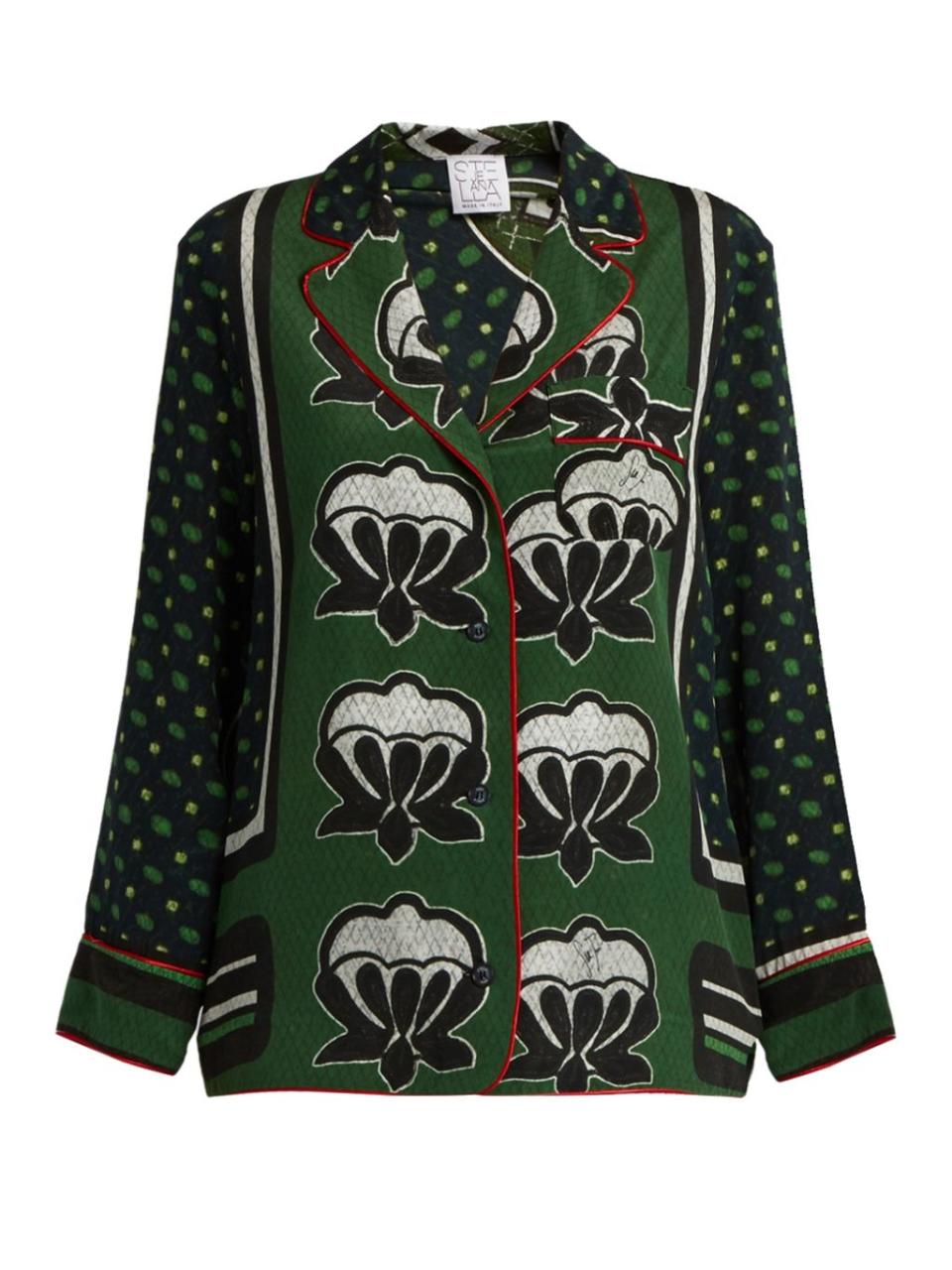 <p>Stella Jean Zuccherata Graphic-Print Silk Blouse, $520; <a rel="nofollow noopener" href="http://www.matchesfashion.com/us/products/Stella-Jean-Zuccherata-graphic-print-silk-blouse-1080804" target="_blank" data-ylk="slk:matchesfashion.com;elm:context_link;itc:0;sec:content-canvas" class="link ">matchesfashion.com</a> </p>