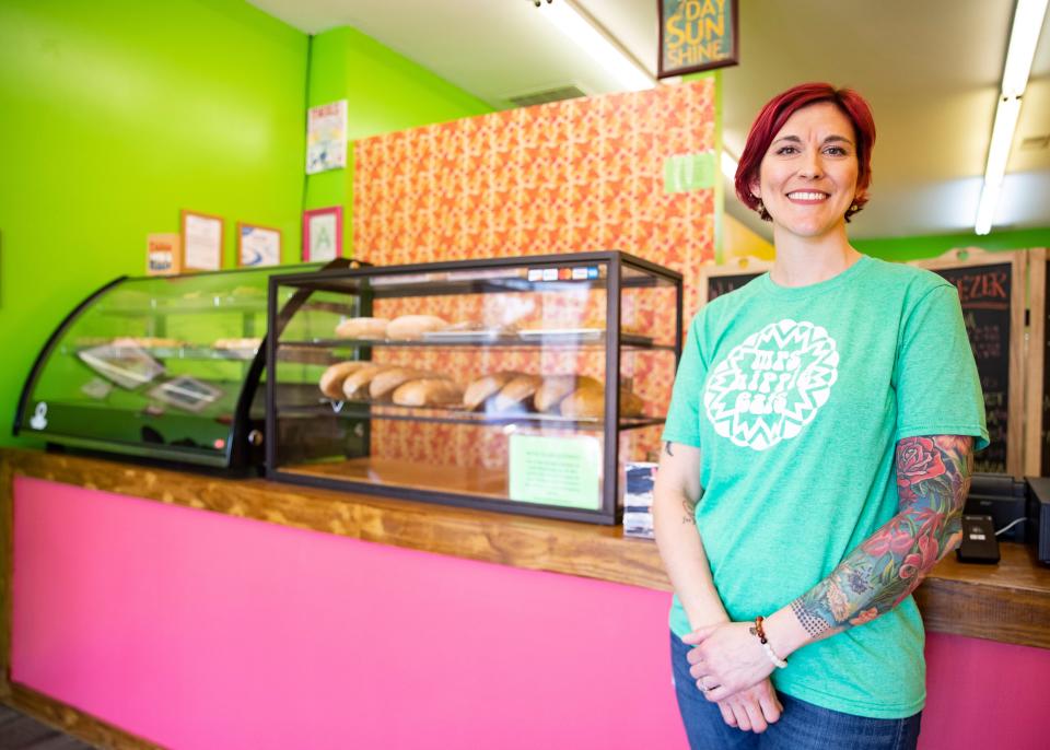 Mrs. Hippee Eats owner Heather Ries inside her store in Hernando, Miss., on Friday, April 9, 2021.The store offers take-and-bake meals.