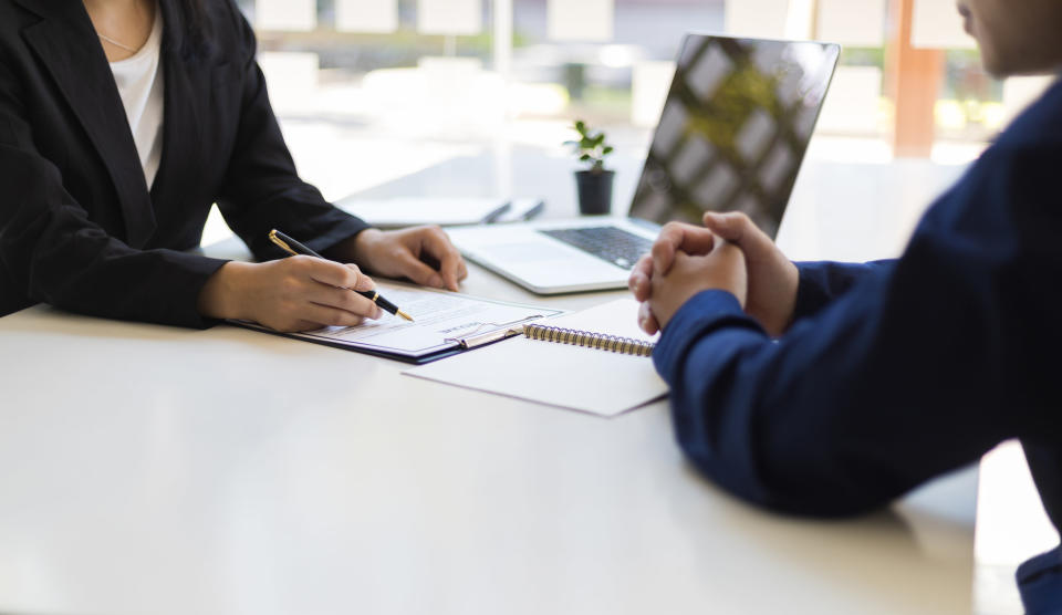 two people interviewing