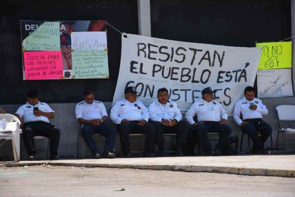 Protestas de policías de Campeche.