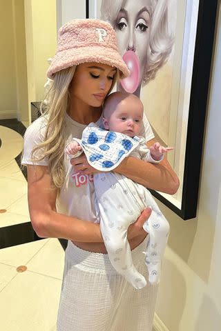 <p>Paris hilton/ Instagram</p> Paris Hilton holds son Phoenix