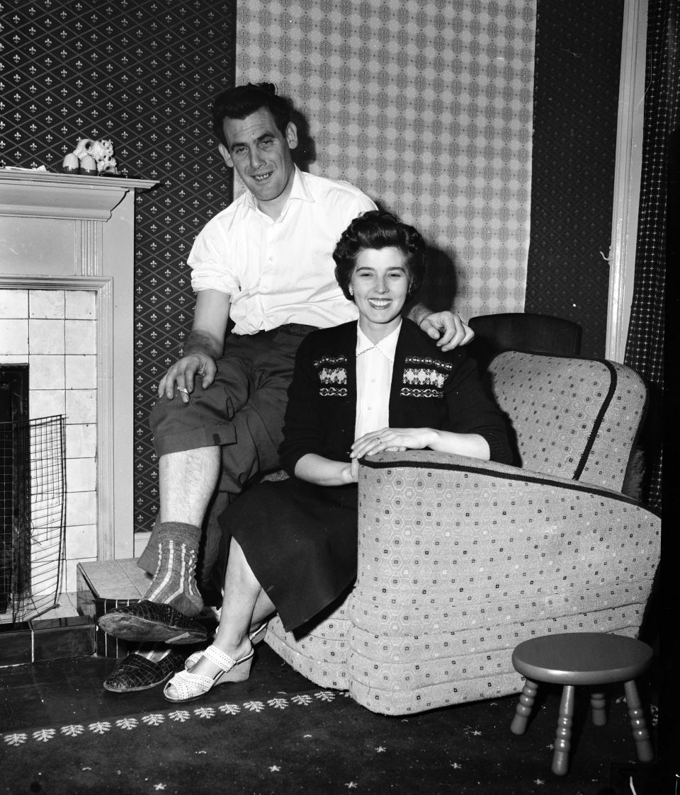 A 1955 shot of Albert and Rose Dimes in their living room.