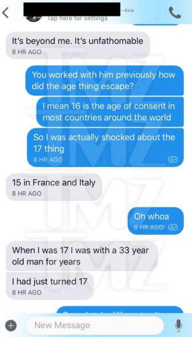 asia argento text messages 07 7 480w Leaked image, texts contradict Asia Argentos denial about sexual encounter with 17 year old actor