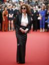 <p>Susan stunned once again in a Chanel blazer and leather maxi skirt.<br><i>[Photo: AP]</i> </p>