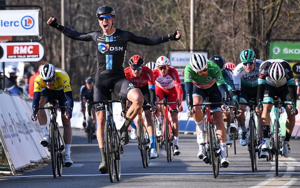 Cees Bol in action at Paris-Nice — Cees Bol wins stage two at Paris-Nice as Michael Matthews takes leader's jersey - GETTY IMAGES