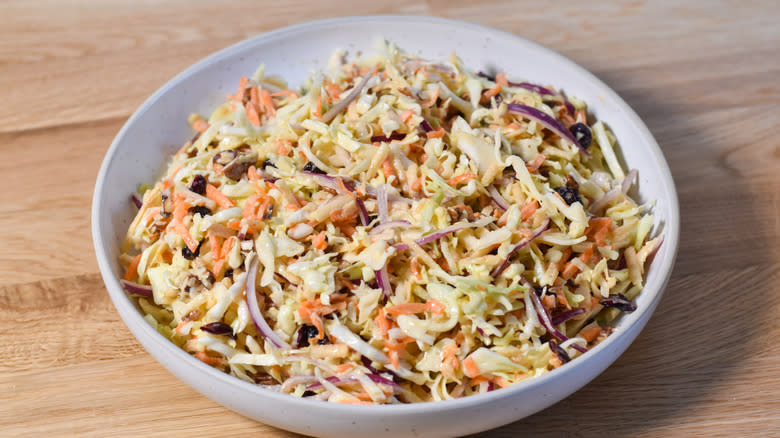 thanksgiving slaw in serving bowl