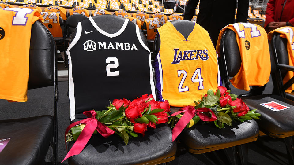 The Los Angeles Lakers, pictured here honouring Kobe and Gianna Bryant at Staples Centre.