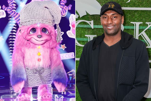 <p>Michael Becker/FOX; Tiffany Rose/Getty</p> The Masked Singer - Cuddle Monster/Metta Sandiford-Artest.