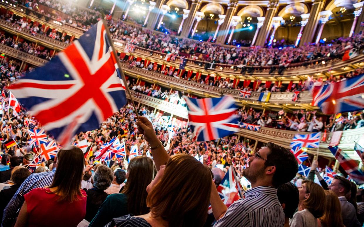 The audience enjoying the BBC Last Night of the Proms