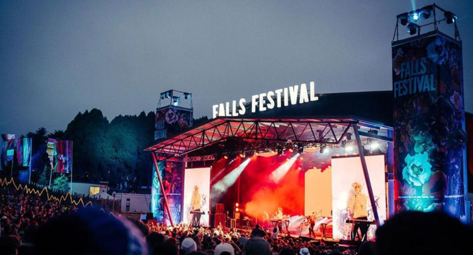 A stage is pictured at Falls Festival.