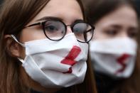 People protest against imposing further restrictions on abortion law in Krakow