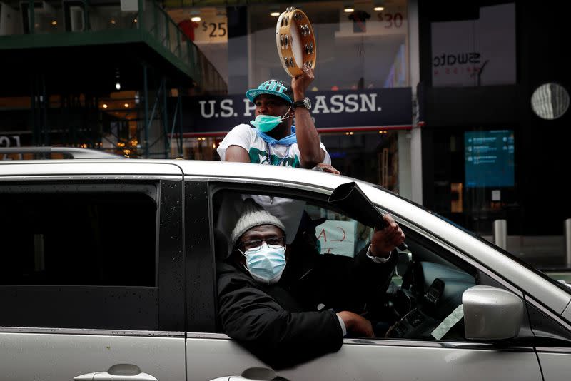 Demonstrators hold May Day protests in Manhattan during the outbreak of the coronavirus disease (COVID-19) in New York