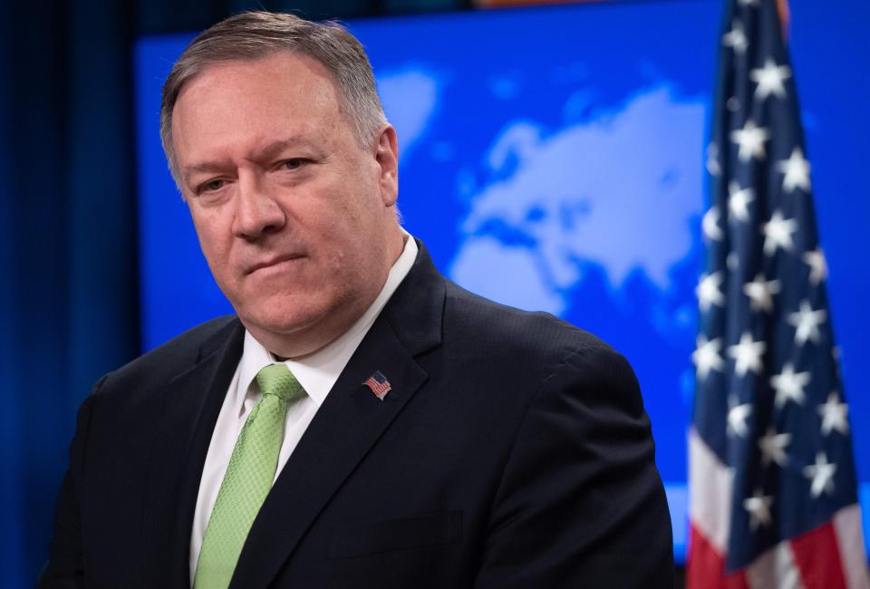 Secretary of State Mike Pompeo holds a press conference at the State Department in Washington on Dec. 11, 2019.