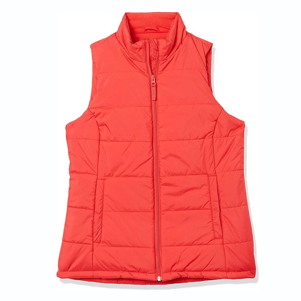 Amazon Essentials Women's Mid-Weight Puffer Vest in Wild Red