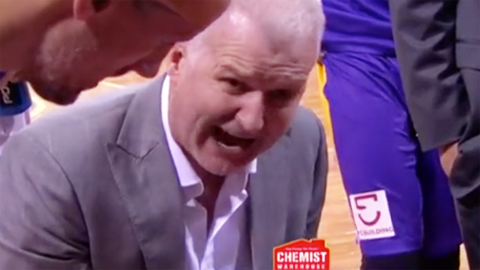 Andrew Gaze’s expletive was broadcast live. Image: Channel 7