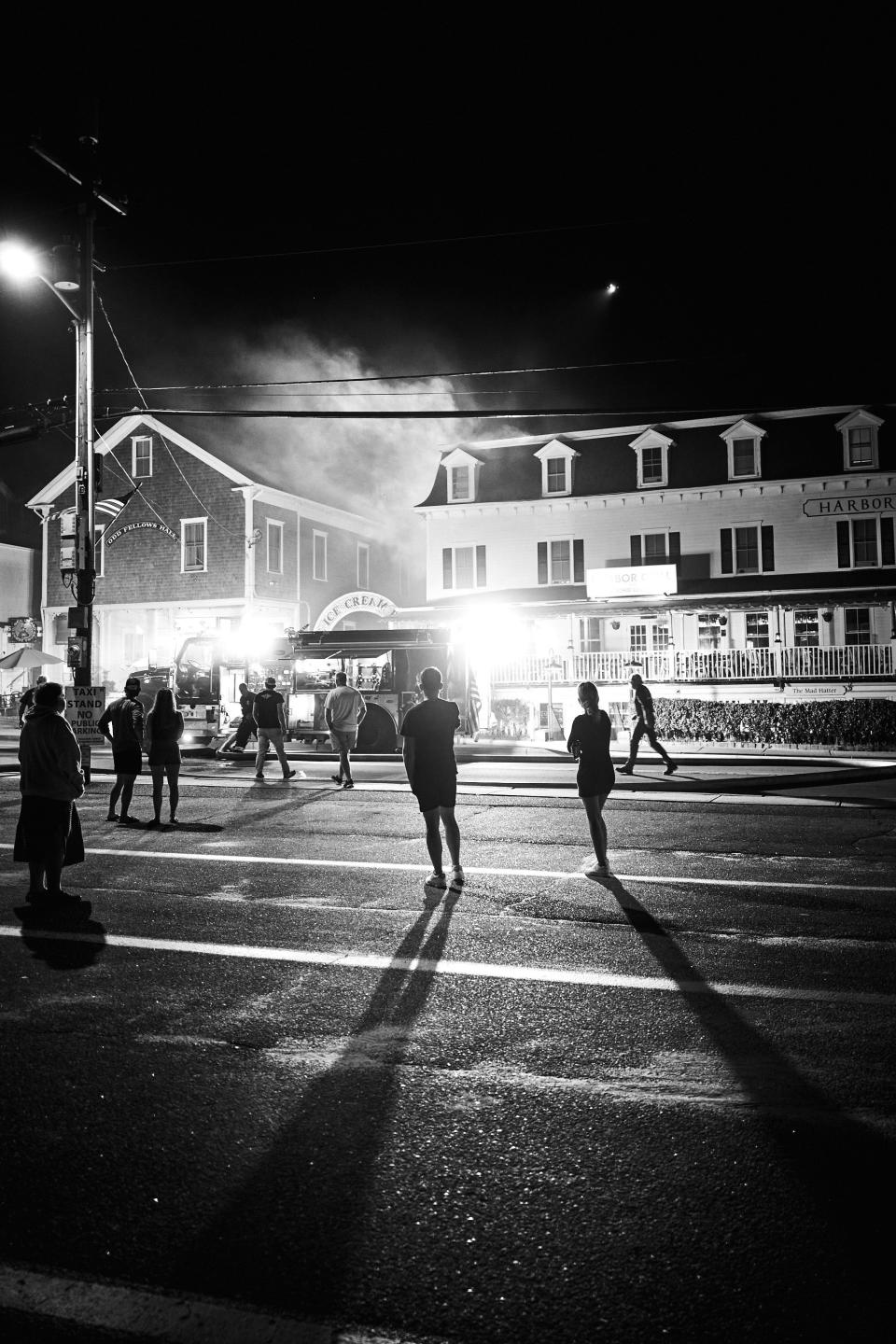 Joe Pugliese, a guest at the Harborside Inn on Aug. 18, shot this late-night photo of the fire from the street after he was evacuated.