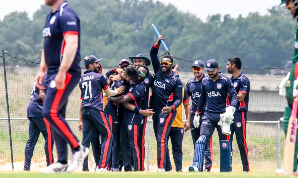 <span>USA beat Bangladesh by six runs in their second match of a warm-up series for the T20 World Cup.</span><span>Photograph: Mirelle/USA Cricket</span>