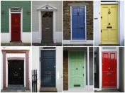 FILE PHOTO: A combination of eight photographs shows eight separate house doors in London