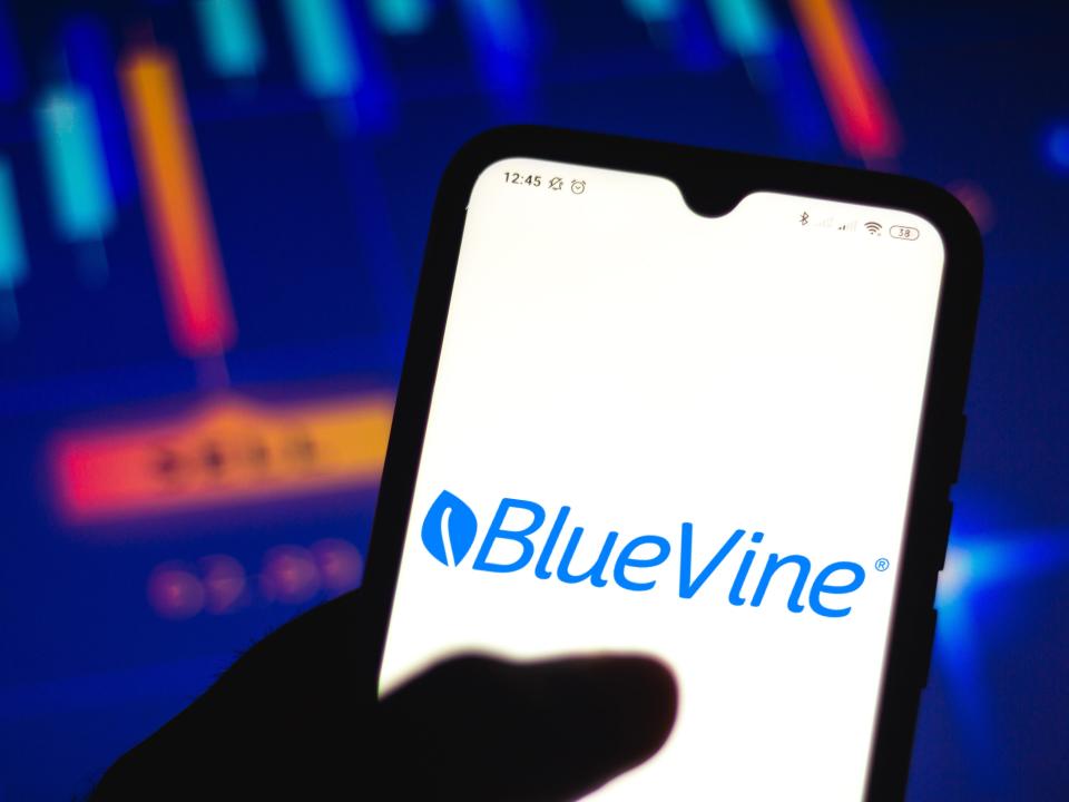 BlueVine logo seen displayed on a smartphone screen