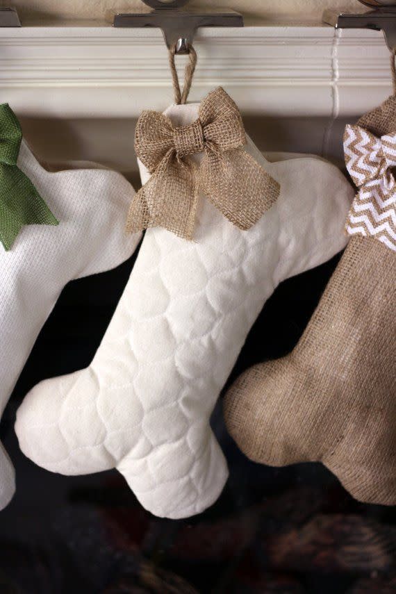 Quilted Dog Bone Christmas Stocking