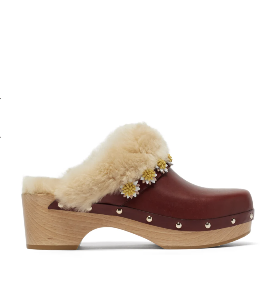 12) Jean Shearling-Lined Leather Clog
