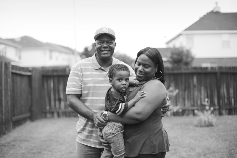 Lance and Sharde Butler with their son, Langston, in Houston. (Elizabeth Conley / Houston Chronicle)