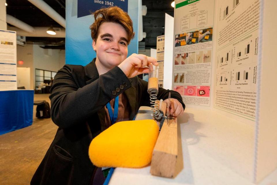 Linden James, 17, a senior at the N.C. School of Science and Mathematics, won a $90,000 prize for finishing in 5th place in the 2023 Regeneron Science Talent Search. Chris Ayers/Society for Science/Chris Ayers Photography