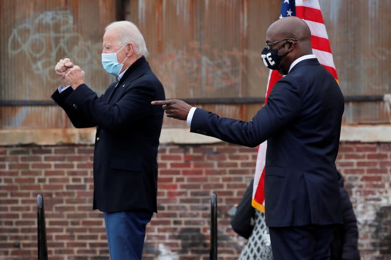 U.S. President-elect Joe Biden campaigns on behalf of Democratic U.S. senate candidates Ossoff and Warnock in Atlanta, Georgia